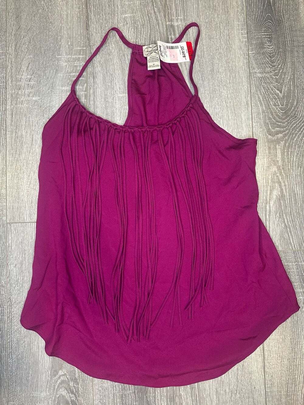 Eyelash Couture Women's Purple Fringe Racerback Tank Top